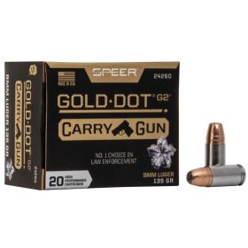 Speer Gold Dot HP Carry Gun 9mm Luger 135 Grain 20 Count                 TEMPORARILY OUT OF STOCK