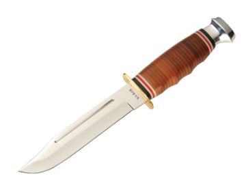 KA-BAR Bowie Marine Hunter Fixed 5.8 in Blade Leather Handle- 1235,                 JUST ARRIVED IN STOCK NOW