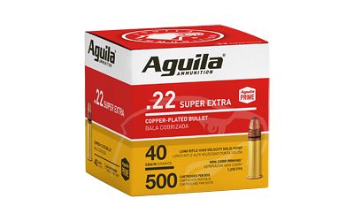 Aguila Ammunition Rimfire, 22 LR, 40 Grain, Hi-Velocity, 500 rounds per box, 2000 rounds per case 1B221115