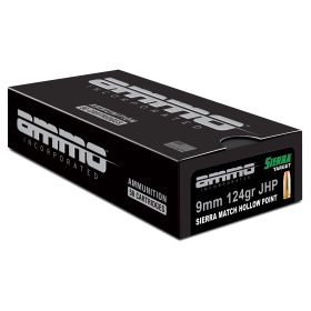 AMMO INC MATCH 9MM 124GR JHP 50/1000-9124JHP-SRR50,                JUST ARRIVED IN STOCK NOW