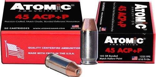 ATOMIC 45 ACP +P 185GR BONDED JHP 20RD 10BX/CS-00484,                       JUST ARRIVED IN STOCK NOW