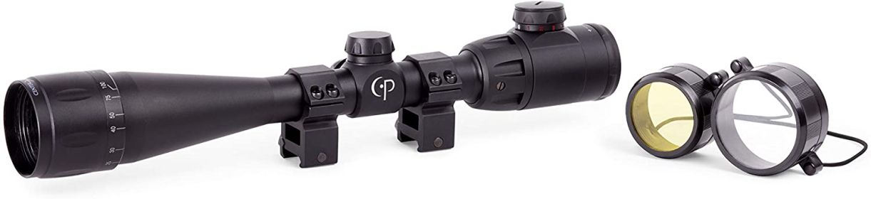 CenterPoint 4-16x40 AO Rifle Scope, Illuminated TAG-Style Reticle, 1 Tube, Picatinny Rings