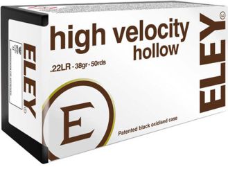 ELEY HIGH VELOCITY HP 22LR 50RD 100BX/CS 38GR-05200,                     JUST ARRIVED IN STOCK NOW