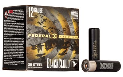 Federal Premium, Black Cloud FS Steel with Flightcontrol Flex Wad, 12 Gauge 3.5", #2, 1 1/2oz, Steel Shot, 25 Round Box PWBX1342