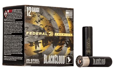 Federal Premium, Black Cloud FS Steel with Flightcontrol Flex Wad, 12 Gauge 3.5", #BB, 1 1/2oz, Steel Shot, 25 Round Box PWBX134BB