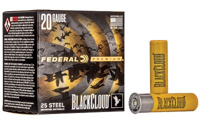 Federal Premium, Black Cloud FS Steel with Flightcontrol Fex Wad, 20 Gauge 3", #2, 1 oz, Steel Shot, 25 Round Box PWBX2092
