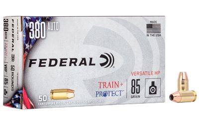 Federal Train & Protect, 380 ACP, 85Gr, Versatile Hollow Point, 50 Round Box TP380VHP1