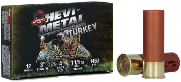 HEVI-SHOT HEVI-Metal Turkey 12 Gauge 5RD 10BX/CS 3" 1-1/4OZ #4,5-HS30045,       JUST ARRIVED IN STOCK NOW READY TO SHIP