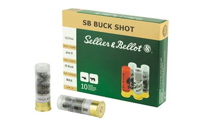 Sellier & Bellot Shotshell, 12 Gauge, 2.75", 00 Buck, 9 Pellets, 10 Round Box SB12BSJ