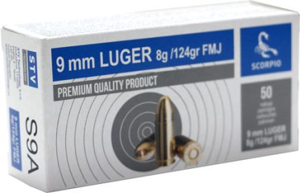 SCORPIO 9MM LUGER 124GR FMJ 50RD 20BX/CS-S9A,                 JUST ARRIVED IN STOCK NOW