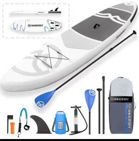 inflatable paddle board 10'6 including isup paddle, paddleboard backpack, pump, leash - grey