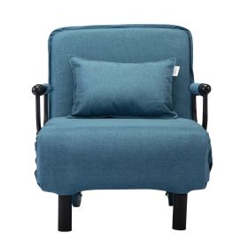Lounge Chair Adjustable Folding Dual-Purpose Chair Sofa Bed Recliner Chair - blue with pillow - blue