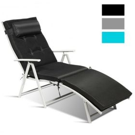 Outdoor Lightweight Folding Chaise Lounge Chair - Black