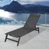 Outdoor Chaise Lounge Chair,Five-Position Adjustable Aluminum Recliner,All Weather For Patio,Beach,Yard, Pool(Grey Frame/Black Fabric) - as pic