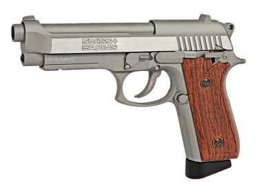 Swiss Arms SA92 CO2 Stainless Pistol, Brown Grips - 0.177 Caliber