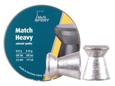 H&N Match Heavy .177 Cal, 8.18 Grains, 4.50mm, Wadcutter, 500ct