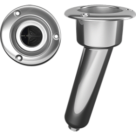 Mate Series Stainless Steel 15&deg; Rod &amp; Cup Holder - Drain - Round Top